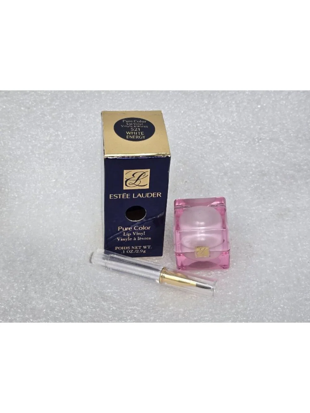 Estée Lauder Pure Color Lip Vinyl Gloss 521 White Energy With Brush & Box